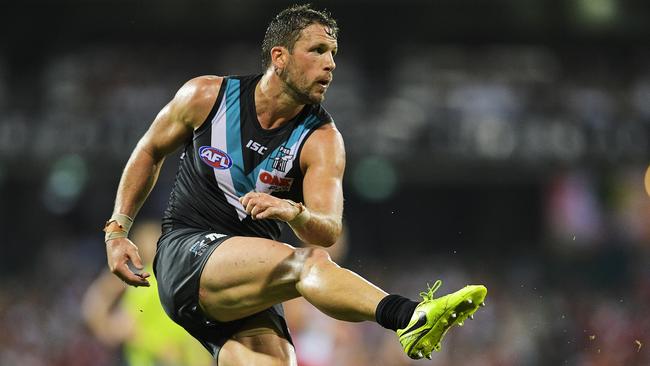 Power captain Travis Boak at the Sydney Cricket Ground. Picture: Brett Hemmings/AFL Media/Getty Images