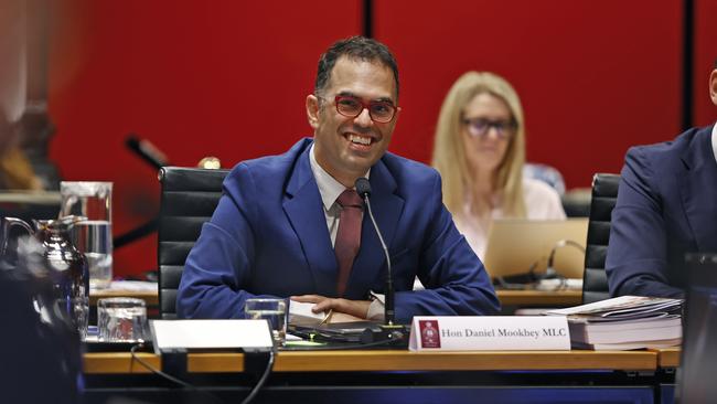 NSW Treasurer Daniel Mookhey during questioning at budget estimates. Picture: Richard Dobson