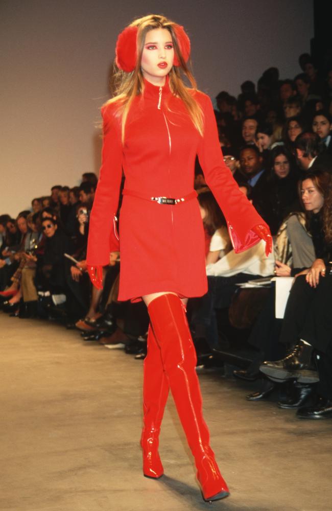 Trump walks the catwalk for Mark Bouwer’s 1997 Fall fashion show in NYC. Picture: Mitchell Gerber/Corbis/VCG via Getty Images