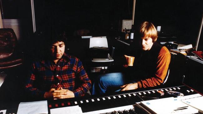 George Young, left, and Harry Vanda pictured at Albert Studios in Sydney.