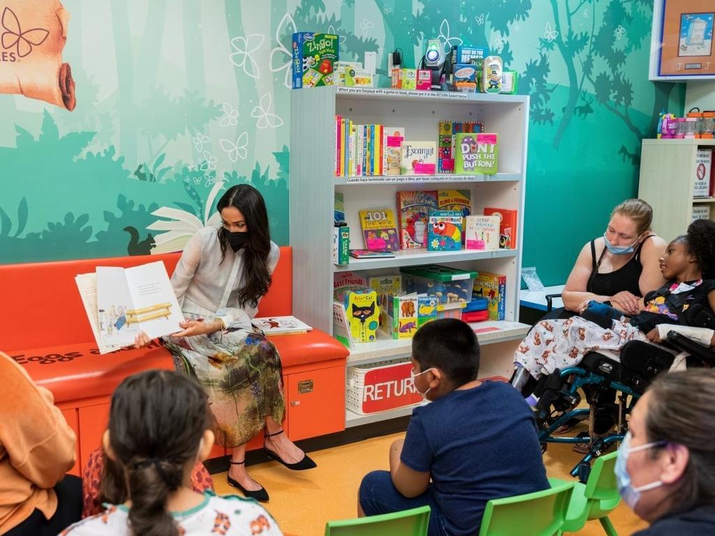 The mother-of-two and children’s author of The Bench led a story time sessions. Picture: Children's Hospital LA