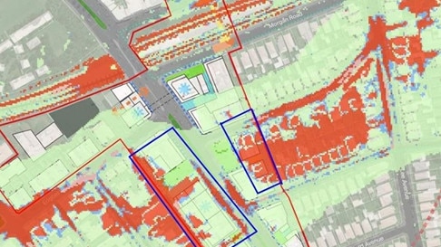 The council has been warned that increased density in the red areas in the blue squares should be avoided.