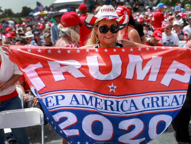 Supporters of Donald Trump gather for the rally. Picture: Getty Images