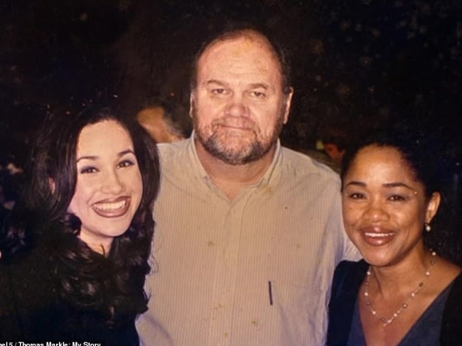 Meghan Markle with her parents Thomas Markle and Doria Ragland. Picture: Thomas Markle: My Story