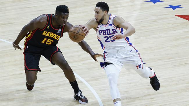 Simmons was crucified for his shooting woes against the Hawks last season. (Photo by Tim Nwachukwu/Getty Images)