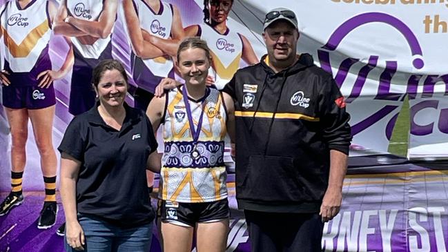 Charlie Gibson was the best player for the North East Border girls team against the Murray Bushrangers. Picture: Shane Jones.