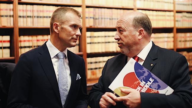 Planning and Transport Minister Rob Stokes and Western Sydney Leadership Dialogue chairman Christopher Brown.