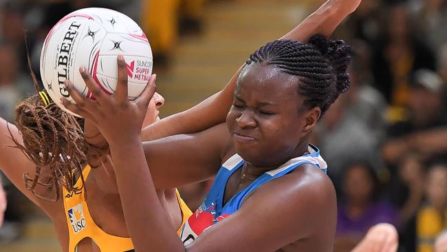 Samantha Wallace of the Swifts (right) has been caught up in the controversy. (AAP Image/Albert Perez)