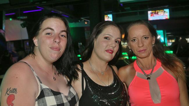 L-R Jade Mawhinney, Melanie Roberts and Sherylee Holt at Zodiac Nightclub.Photo Liam Fahey / Morning Bulletin