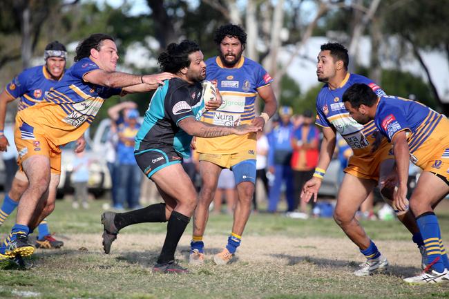 Macintyre Warriors on their way to victory over the Narwan Eels in the Group 19 grand final Pic Nathan Edwards