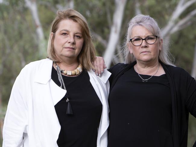 Andrea Madeley Founder of VOID (Voice of Industrial Death) (in white top) with fellow advocate Michelle Rath at Carisbrooke Park, Salisbury. They vow to fight any reduction in supervision of apprentices. (AAP/Emma Brasier)