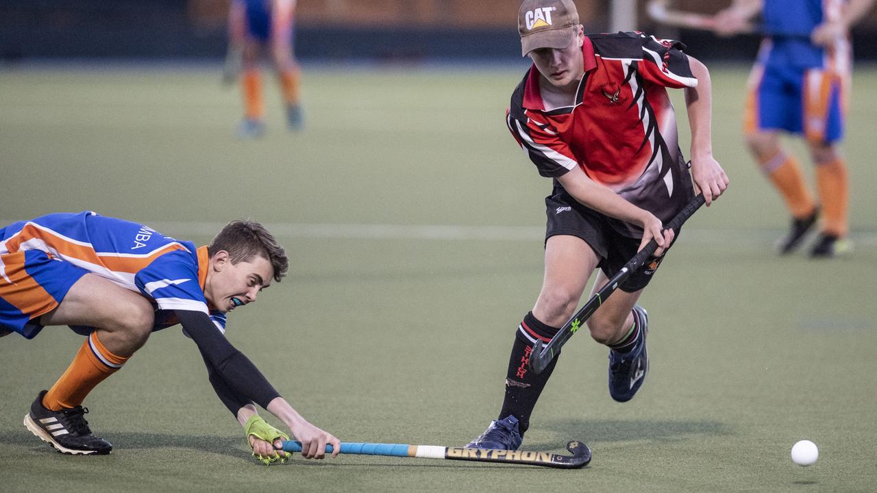 Samuel Bourke for Newtown and Keiran Belanyi for Past High. . Picture: Nev Madsen.