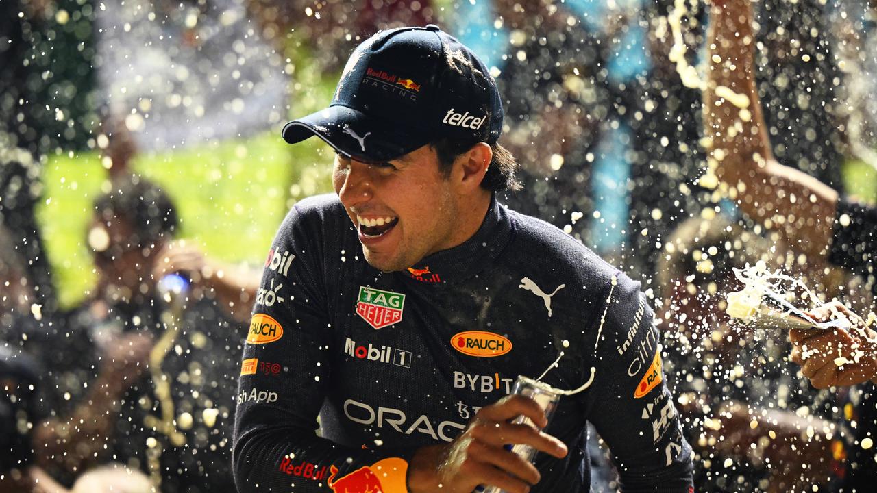 Race winner Sergio Perez. (Photo by Clive Mason/Getty Images,)