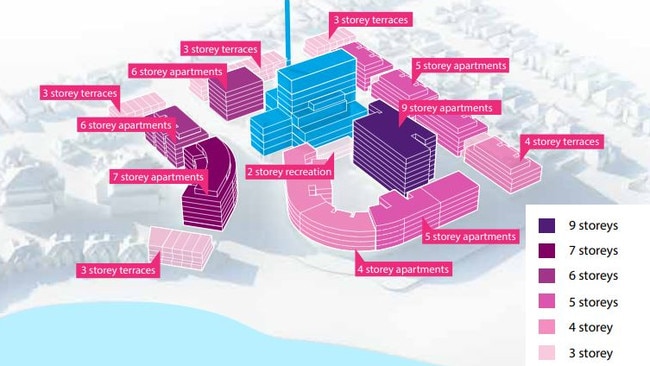 Latest plans showing the buildings in the proposed Bushells Factory development.