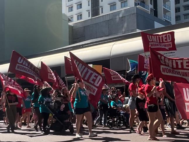 Activists and workers descended on Darwin City on Labour Day.