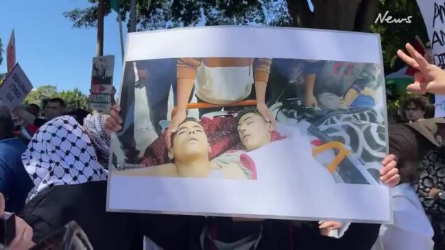 Pro-Palestine rally after days of fighting between Israel and Palestine