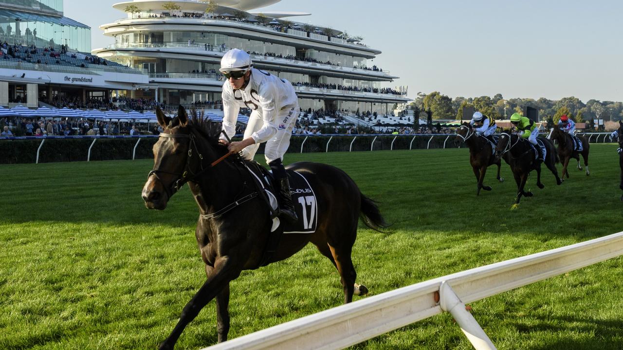 Lunar Flare won the Andrew Ramsden at Flemington with daylight second. Picture: Vince Caligiuri-Getty Images