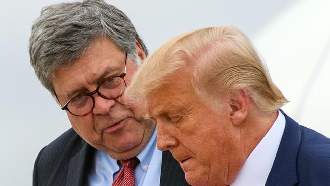 William Barr and President Donald Trump in September. Picture: AFP