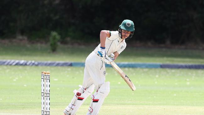 Action from the game between Brisbane Boys College and Toowoomba Grammar. BBC's Lachlan Biggs bats. Picture: Tertius Pickard