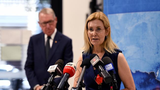 Parliamentary Secretary to the Premier Gabrielle Upton speaks to the media during a press conference at Advanced Field Robotics Centre, in Sydney. The NSW Government has today launched a new action plan with the research and development sector becoming a key jobs creator in NSW. Picture: NCA NewsWire/Bianca De Marchi