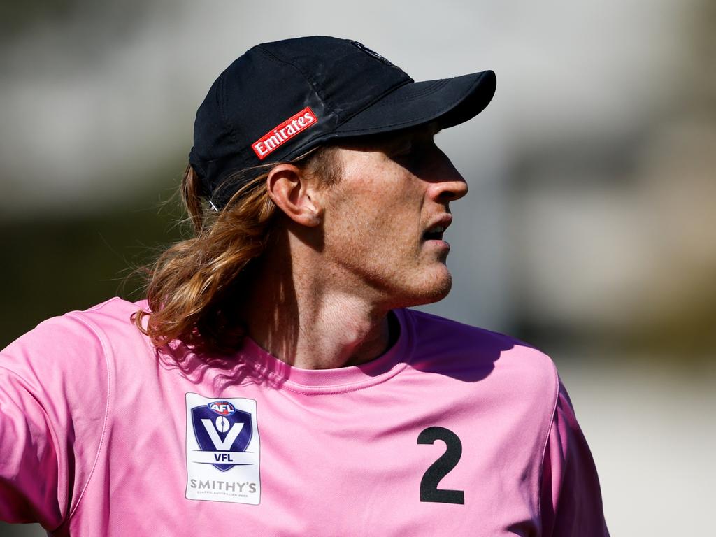 The Magpie is slowly on his way back to playing. (Photo by Dylan Burns/AFL Photos via Getty Images)