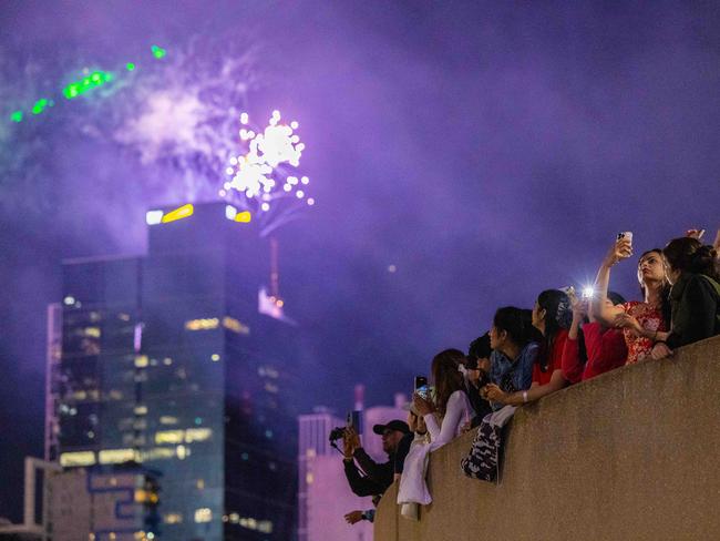 The crowd at Southbank enjoying the display. Picture: Jason Edwards