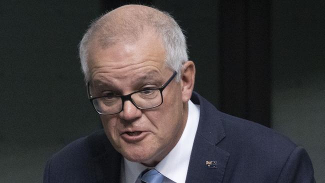 CANBERRA, AUSTRALIA - NewsWire Photos NOVEMBER 30, 2022: Former Prime Minister Scott Morrison facing a censure motion over the secret minister scandal, in Parliament Ãâ¢House in Canberra.Picture: NCA NewsWire / Gary Ramage