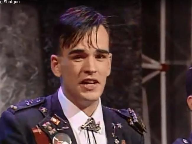 Tim Ferguson on stage of the Big Gig comedy show set at ABC-TV studios.