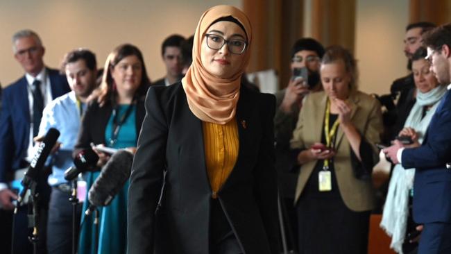 Senator Fatima Payman after announcing her exit from the ALP. Picture: NewsWire/ Martin Ollman