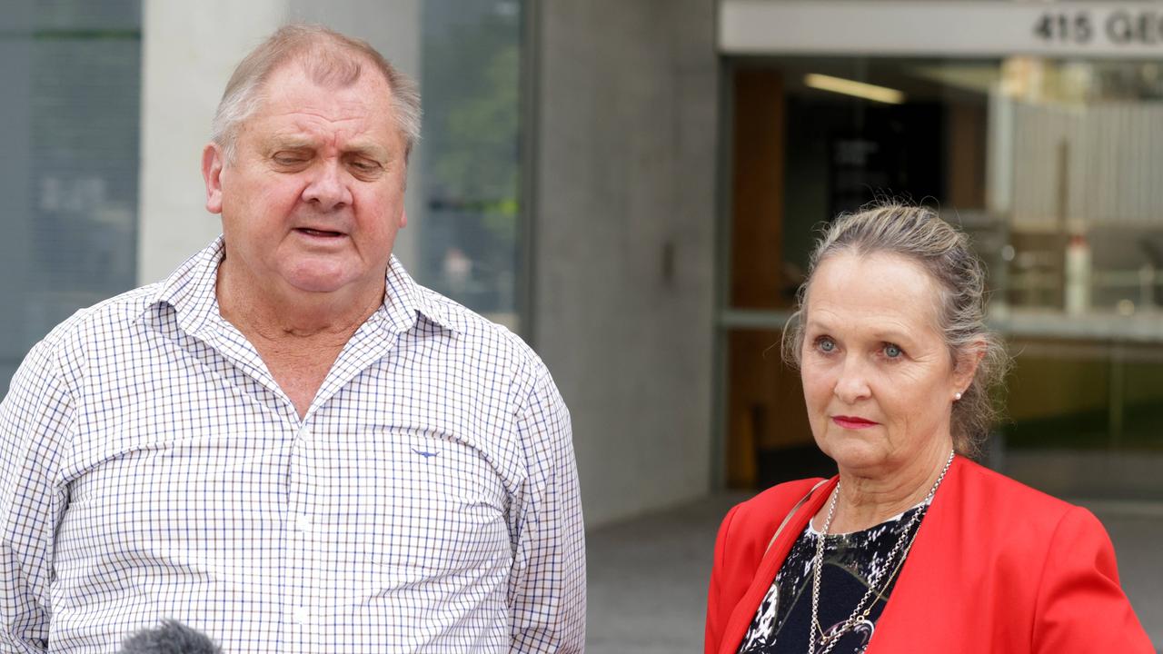 Matt Field’s parents Russell and Ann outside Brisbane’s Supreme Court on Tuesday. Picture: Steve Pohlner