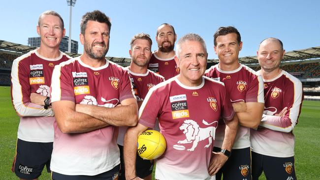 Brisbane coaches Murray Davis, Dale Tapping, Scott Borlace, Ben Hudson, Chris Fagan, Jed Adcock and Danny Daly. Picture: Annette Dew