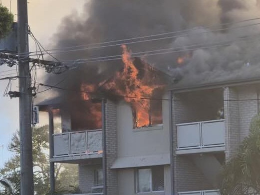 Flames more than a metre in height could be seen lapping the building. Picture: Supplied.