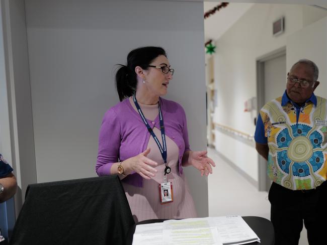 Mackay Hospital and Health Service interim chief executive Paula Foley speaks at the Bowen Hospital. Picture: Katrina Lezaic