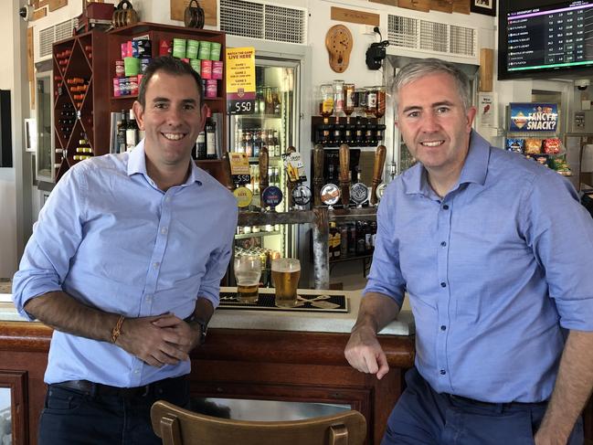 PUB POLITICS:   Opposition Treasurer Jim Chalmers and Queensland senator Anthony Chisholm are touring North Queensland to see where Labor can "regain the trust" of voters. PICTURE: Jordan Gilliland