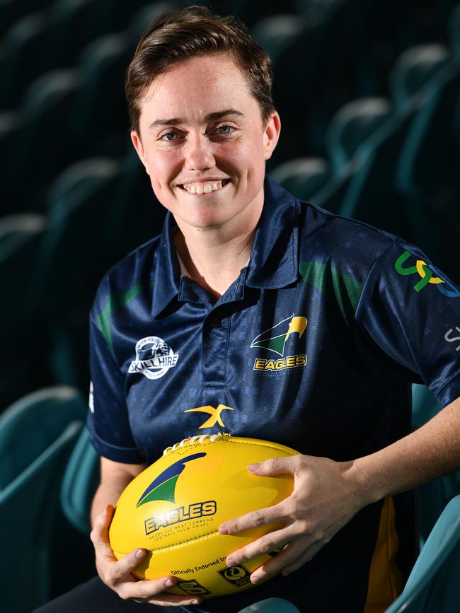 New Woodville-West Torrens recruit Tash Farrier is excited to play under Tess Baxter (pictured) who will coach the Eagles in their inaugural SANFLW campaign next year.Picture: AAP/Keryn Stevens
