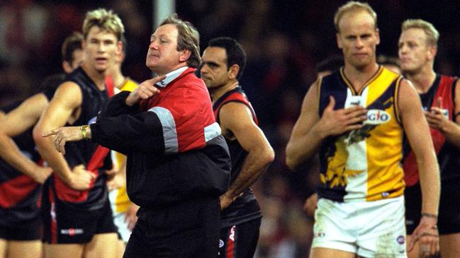 Coach Kevin Sheedy gets himself into hot water against the Eagles in 2000.