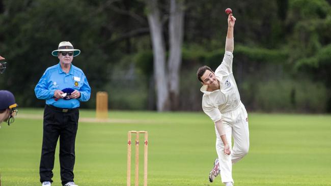 Tom Philp from Marist in the AIC cricket game between Padua College and Marist Ashgrove at Banyo. (AAP Image/Richard Walker)