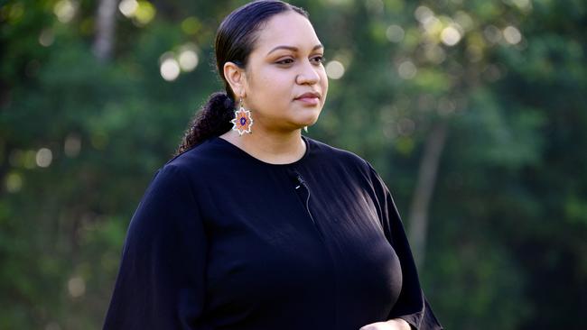 Murrawah Johnson, co-director of Youth Verdict, who are objecting to Clive Palmer's Waratah Coal project, says First Nations' voices must be a priority in conversation concerning "coal-fuelled climate change". Photo: Isaac McCarthy