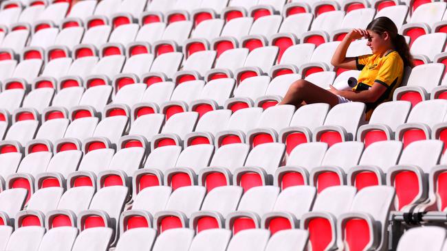 A fan looks on from the stands in Nice. Photo by Marc Atkins/Getty Images.