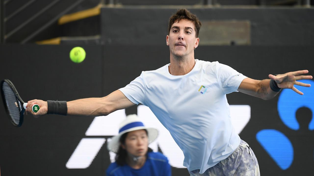 Thanasi Kokkinakis needs to defeat fellow Australian and junior rival Aleks Vukic to make consecutive ATP Tour semi-finals in Adelaide. Picture: Getty Images