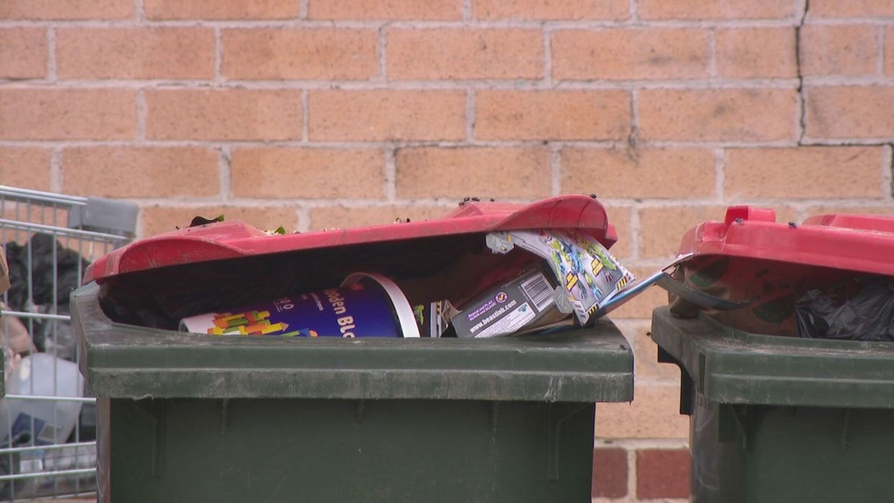 Blacktown City Council is telling residents to leave their bins kerbside until they’re eventually collected. Picture: Nine News