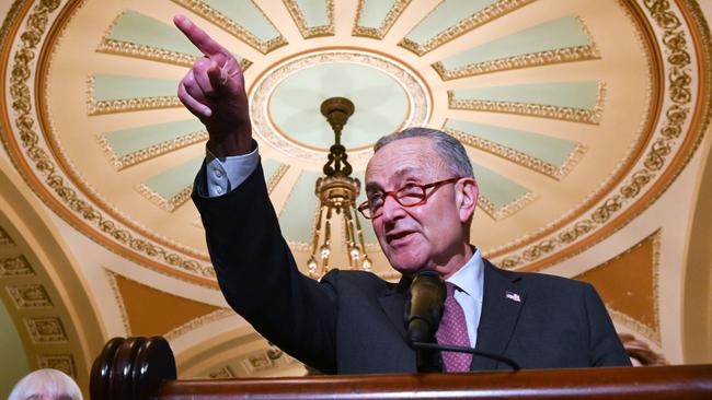 US Senate Majority leader Chuck Schumer on Capitol Hill after the credit default was averted. Picture: AFP