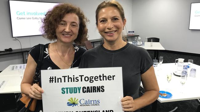 Study Cairns members Mateja Rautner and Yana Asmalovskaya at the launch of a new social media initiative to attract more Japanese international students.