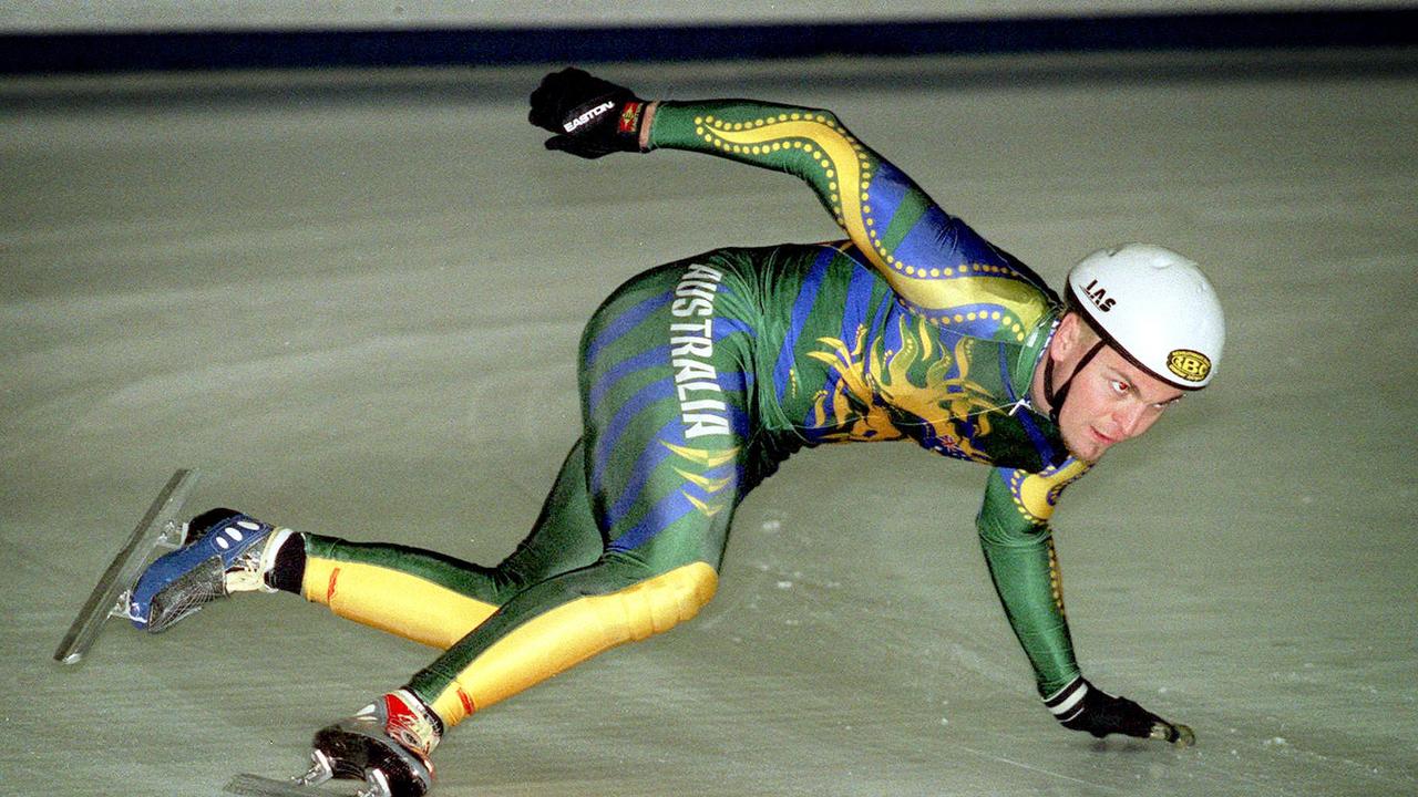 Steven Bradbury in “Olympic mode” at the 2001 Olympic trials. Picture: Barry Pascoe