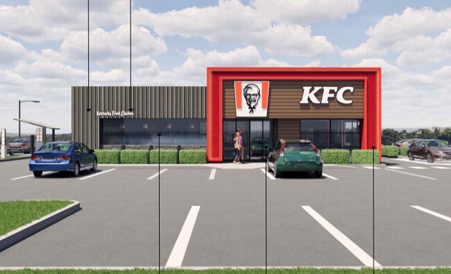 An artist impression of how the revamped KFC restaurant in East Dubbo could look. Picture: BD Architecture Interiors