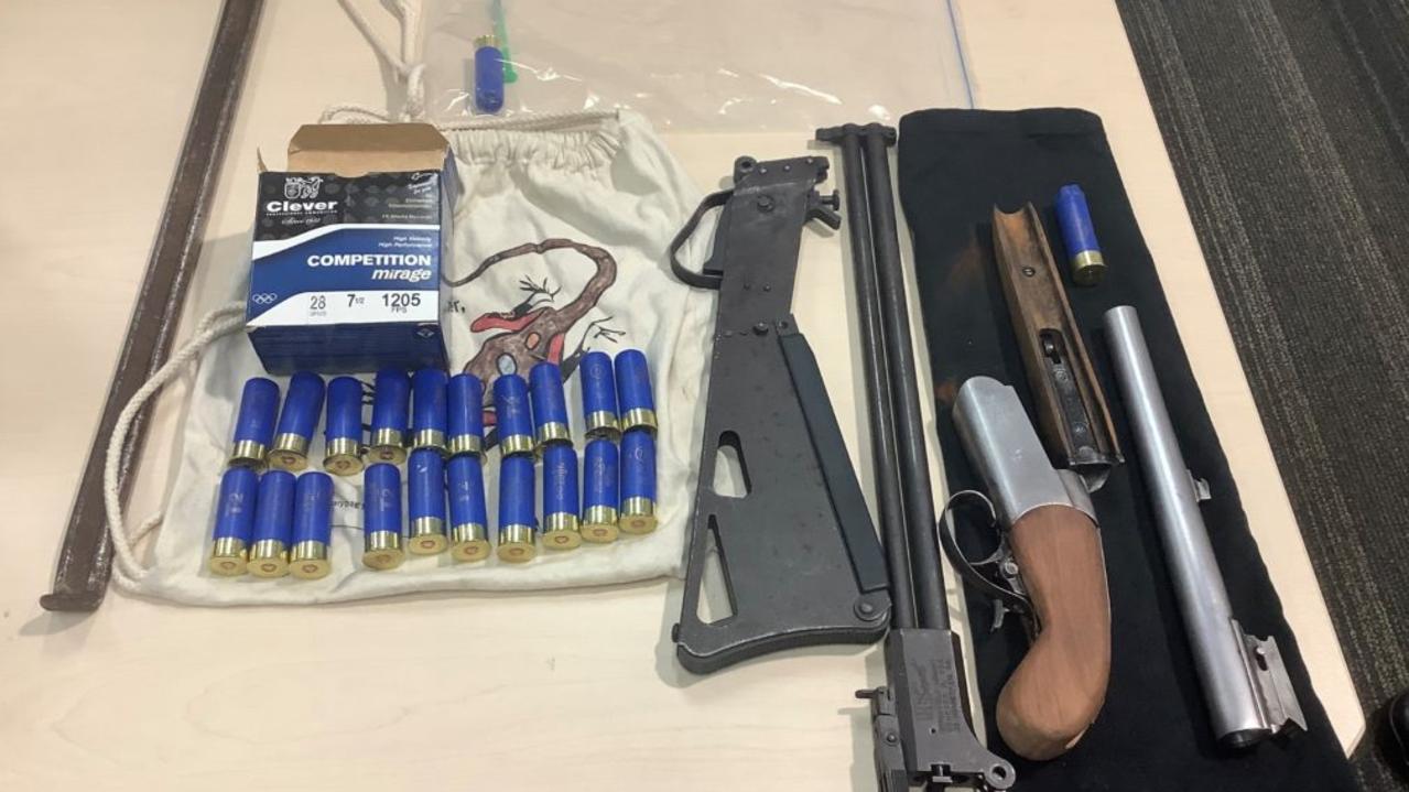 ALLEGED GUN OFFENCES: Items allegedly seized during vehicle intercept, Murgon on August 11. Picture: QPS