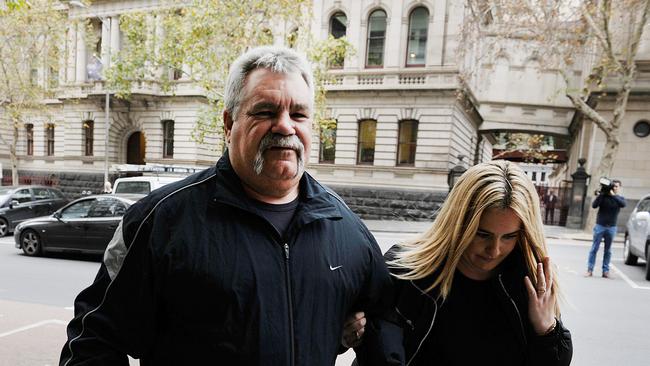 Peter ‘Skitzo’ Hewat after being granted Bail from the Melbourne Supreme Court. Picture: Ellen Smith