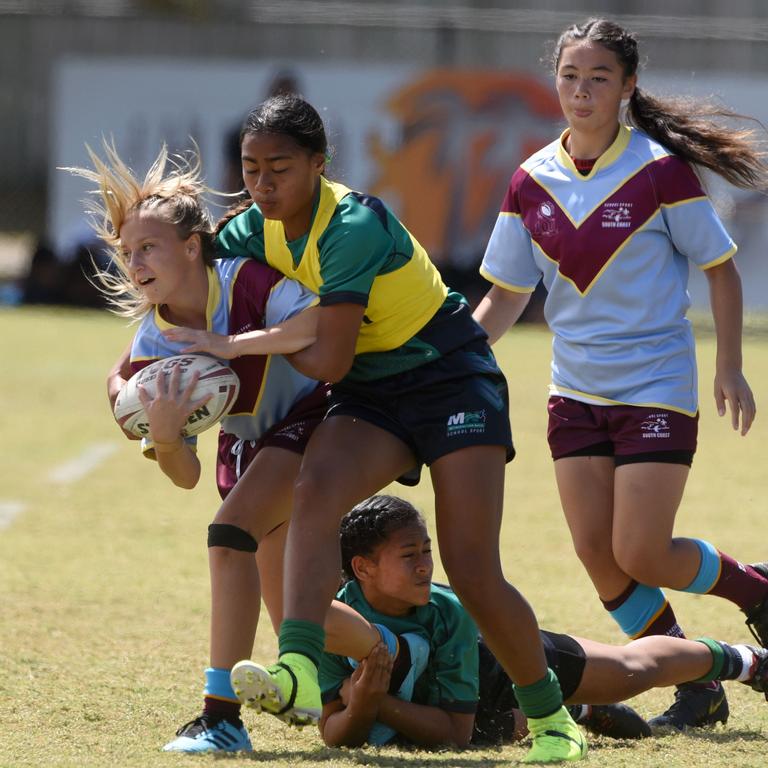 Under-12 girls' state league titles at Burleigh juniors fields Met North V South Coast. South Coast's Tameka Barnes. (Photo/Steve Holland)