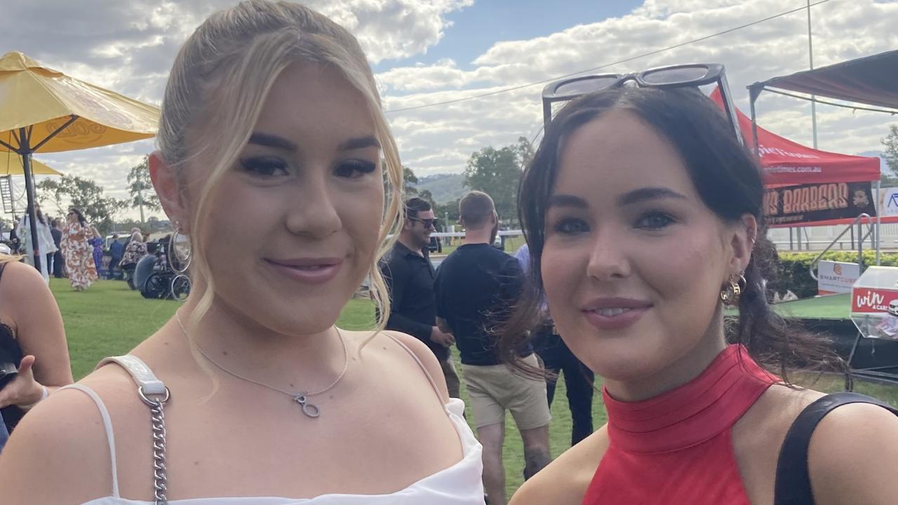 Emma Sorrensen and Mia Williams enjoy a day of fun at the Gympie Races on Saturday, July 15, 2023.