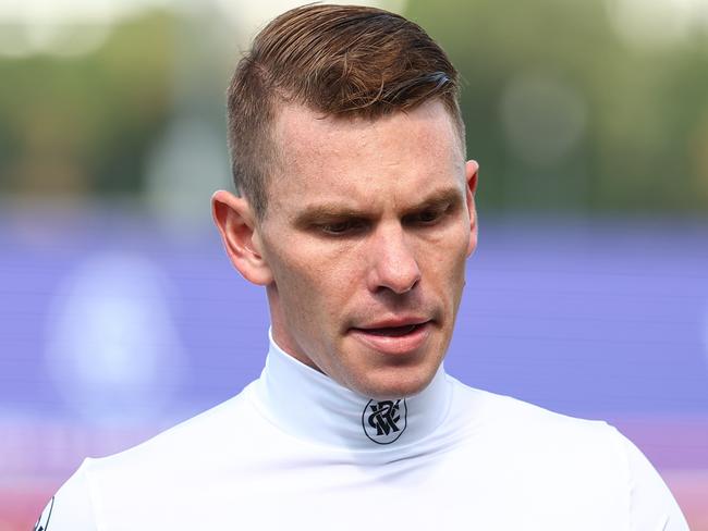 SYDNEY, AUSTRALIA - APRIL 13: Jockey Ben Melham inspects the track during Sydney Racing: The Championships at Royal Randwick Racecourse on April 13, 2024 in Sydney, Australia. (Photo by Jeremy Ng/Getty Images)